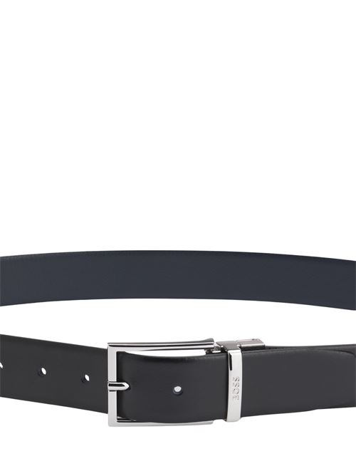 Cintura reversibile in pelle nera/blu Hugo Boss | 50537112004